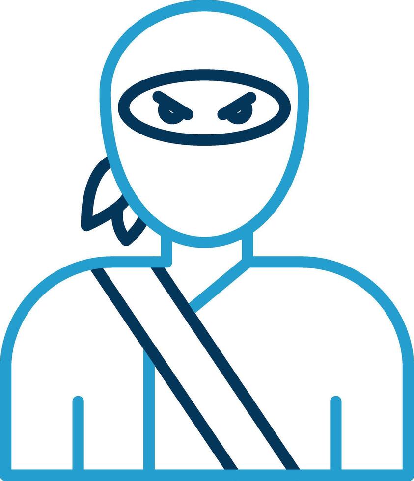 Ninja Line Blue Two Color Icon vector