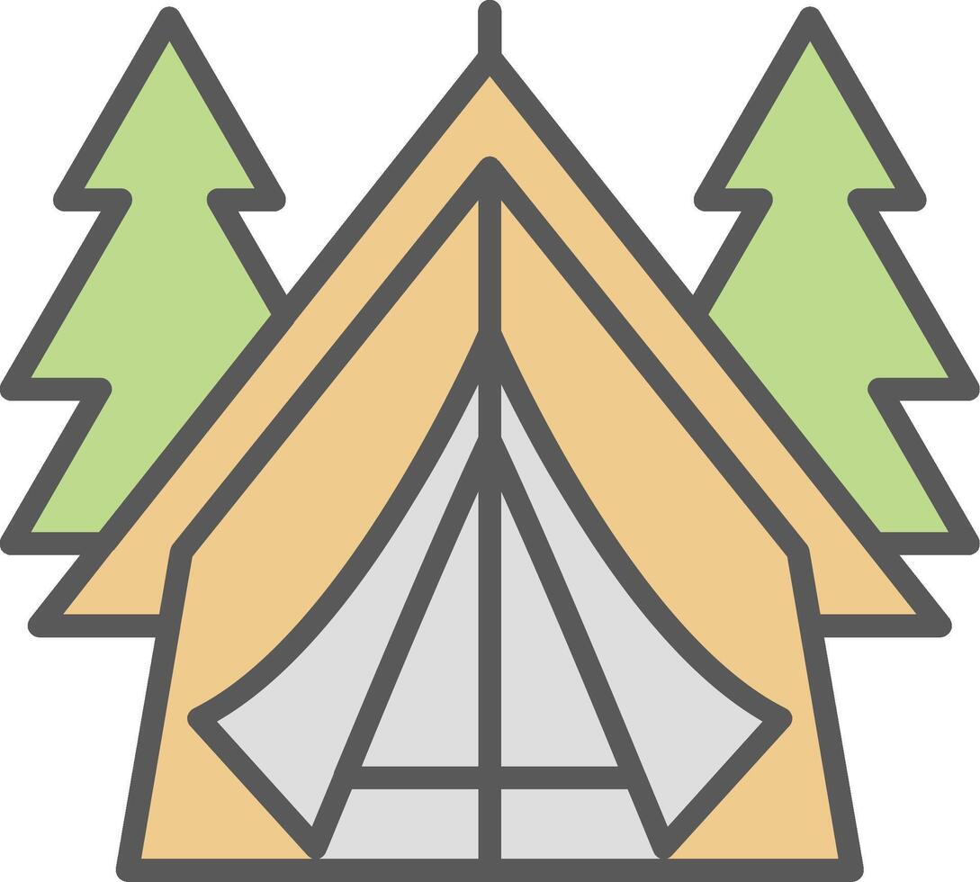 Tent Line Filled Light Icon vector