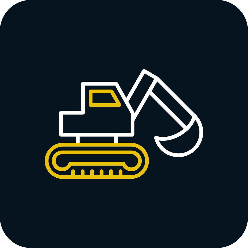 Digger Line Red Circle Icon vector