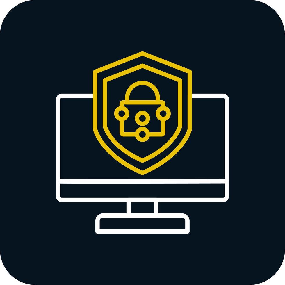 Security Computer Fix Line Red Circle Icon vector