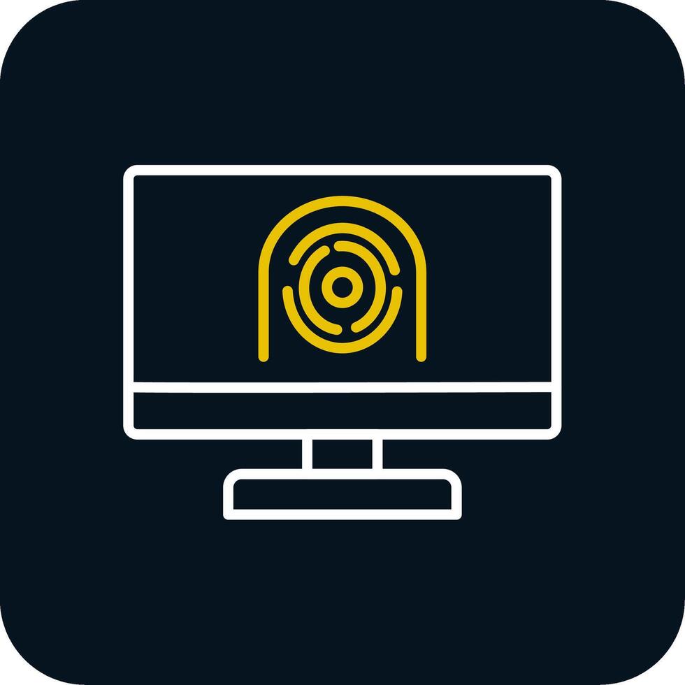 Security Computer Faceprint Line Red Circle Icon vector
