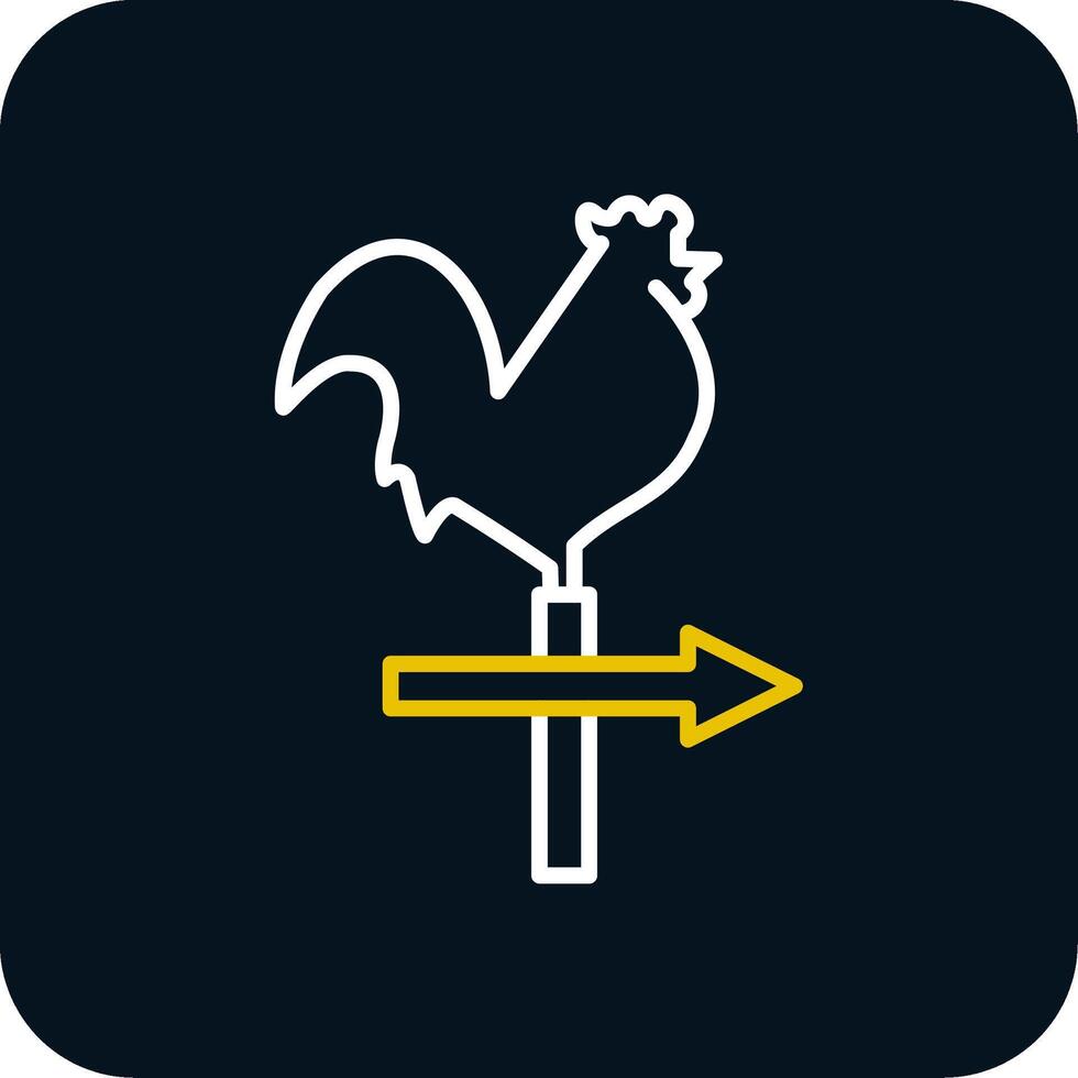 Weather Vane Line Yellow White Icon vector