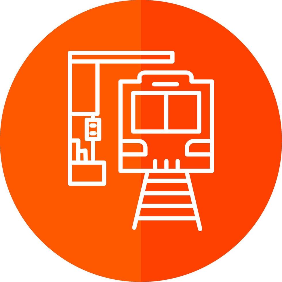 Train Station Line Red Circle Icon vector