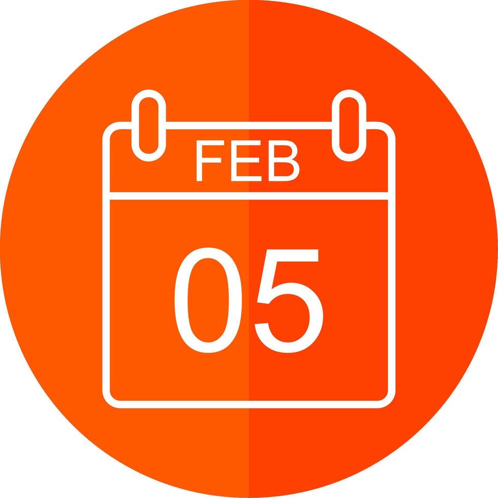 February Line Red Circle Icon vector