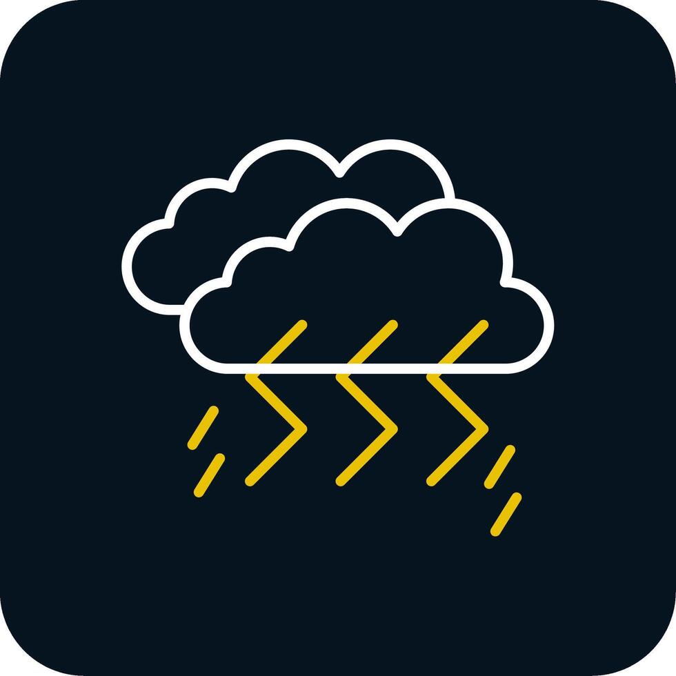 Thunder and Lighning Line Red Circle Icon vector