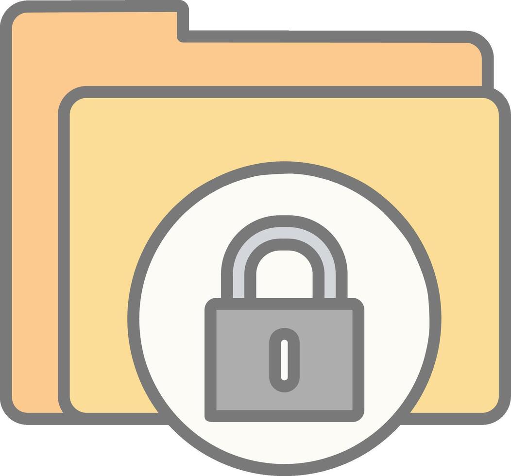 Secure Folder Line Filled Light Icon vector