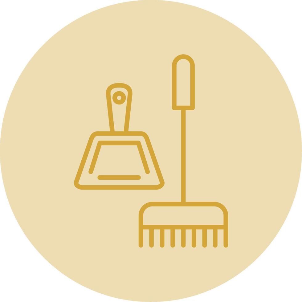 Broom Line Yellow Circle Icon vector