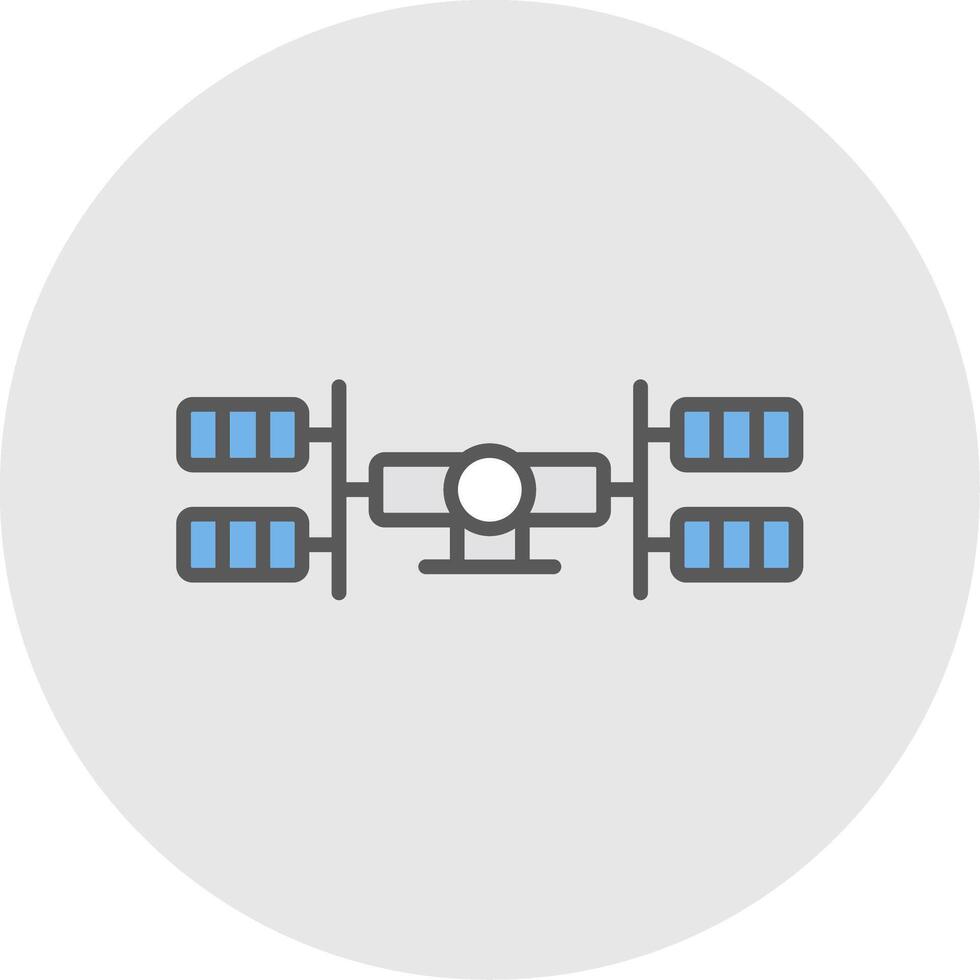 Space Station Line Filled Light Icon vector