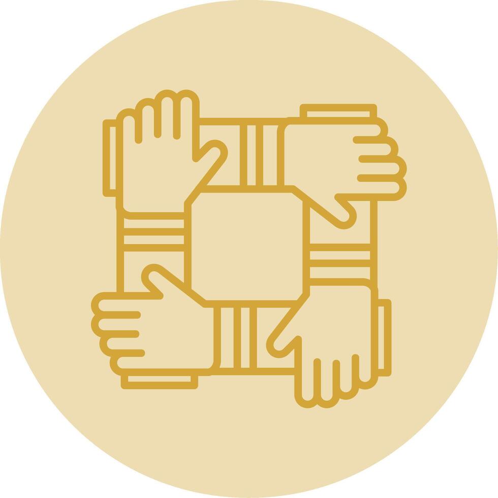 Collaboration Line Yellow Circle Icon vector