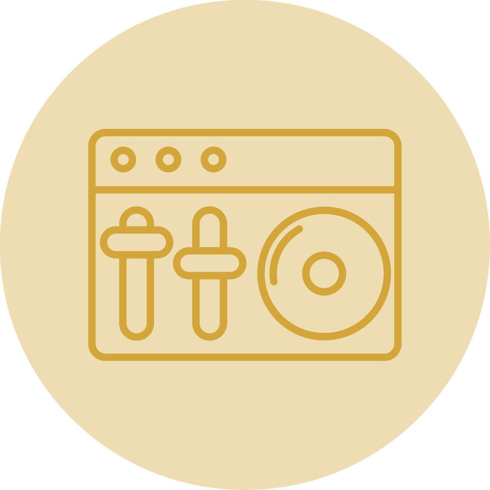 Dj Mixer Line Yellow Circle Icon vector
