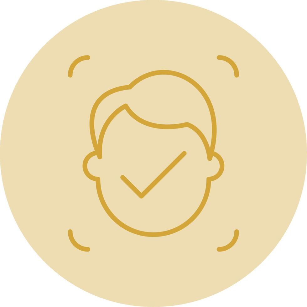 Facial Recognition Line Yellow Circle Icon vector