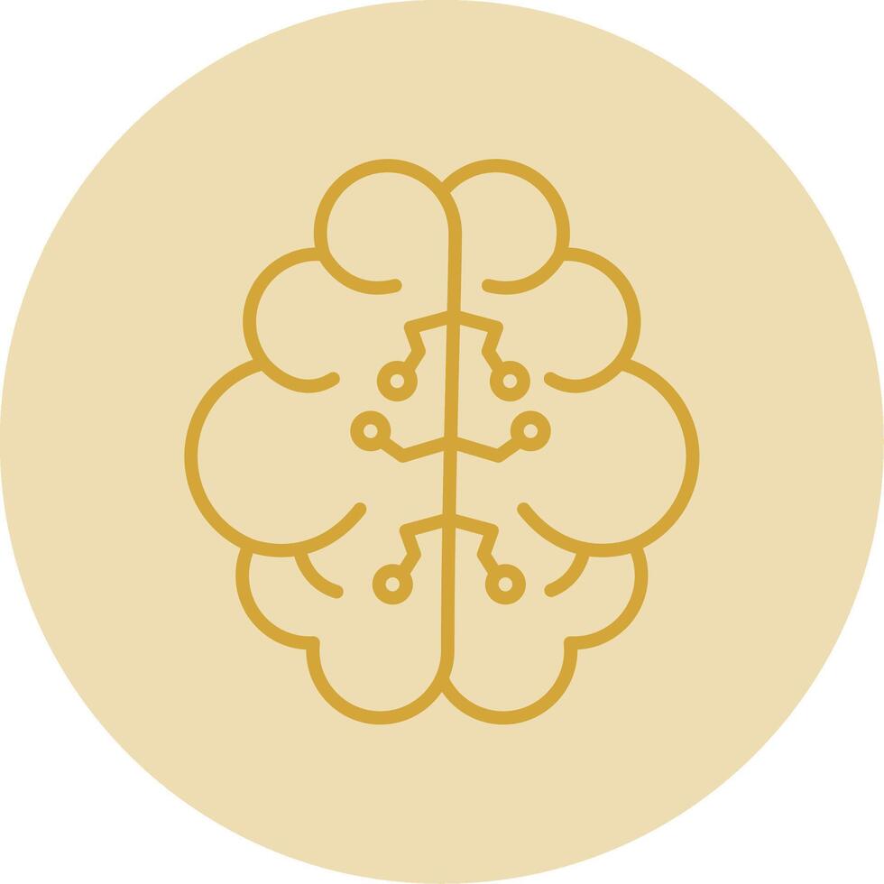 Artificial Intelligence Line Yellow Circle Icon vector