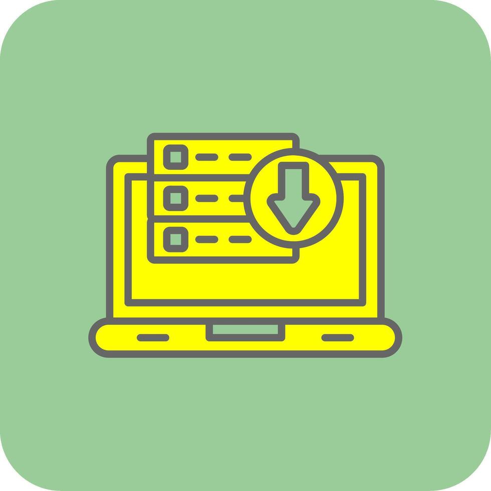 Downloading Data Filled Yellow Icon vector