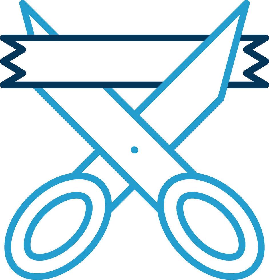 Scissors Line Blue Two Color Icon vector