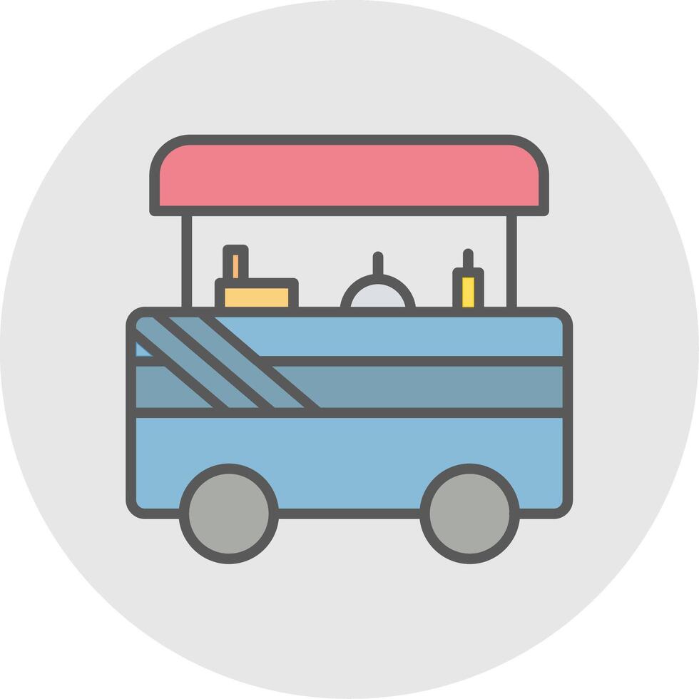 comida carro línea lleno ligero icono vector