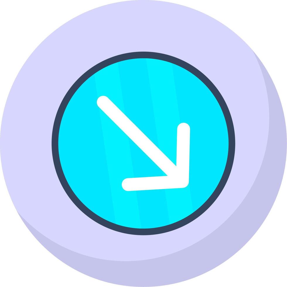 Down Right Arrow Flat Bubble Icon vector
