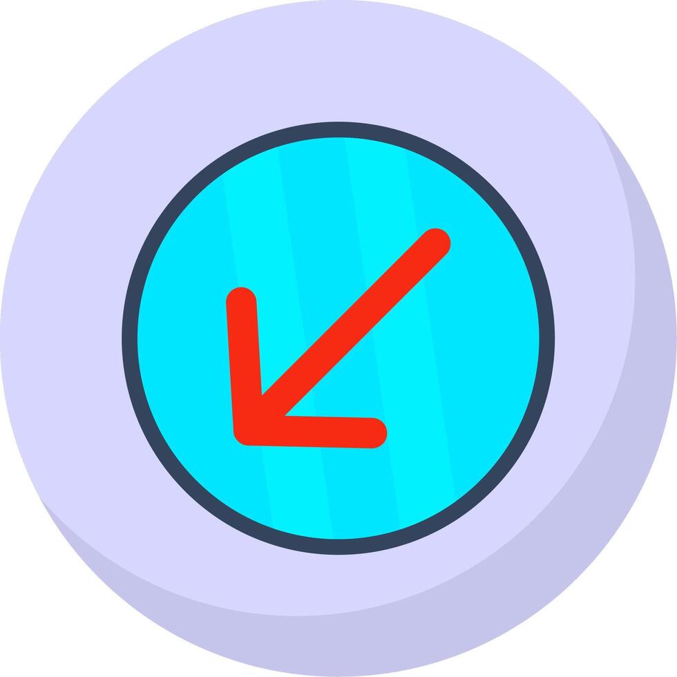 Down Left Arrow Flat Bubble Icon vector
