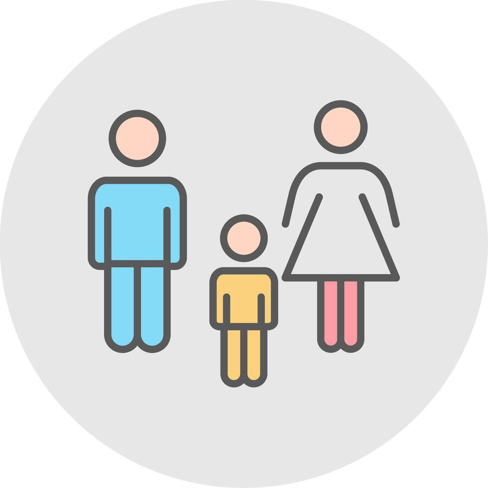 Family Line Filled Light Icon vector