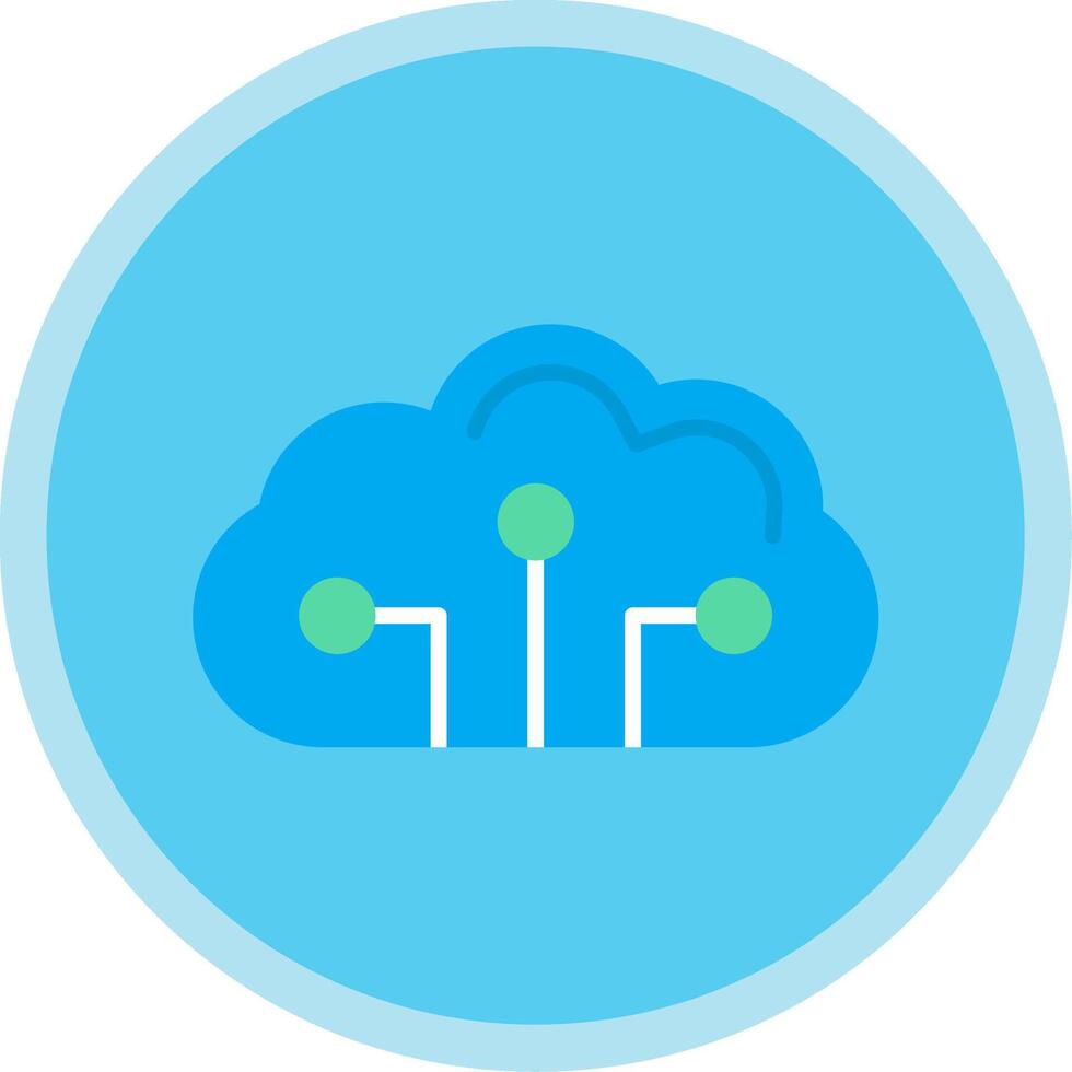 Cloud Circuit Flat Multi Circle Icon vector
