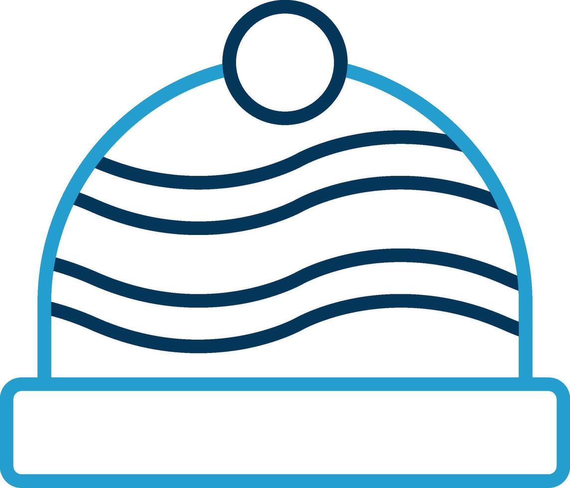 Winter Hat Line Blue Two Color Icon vector