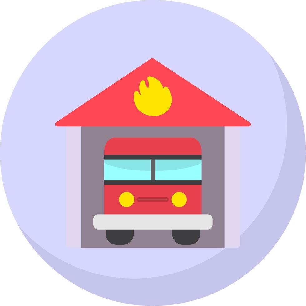 Fire Station Flat Bubble Icon vector