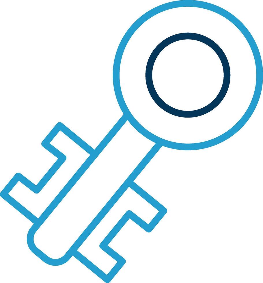 Old Key Line Blue Two Color Icon vector