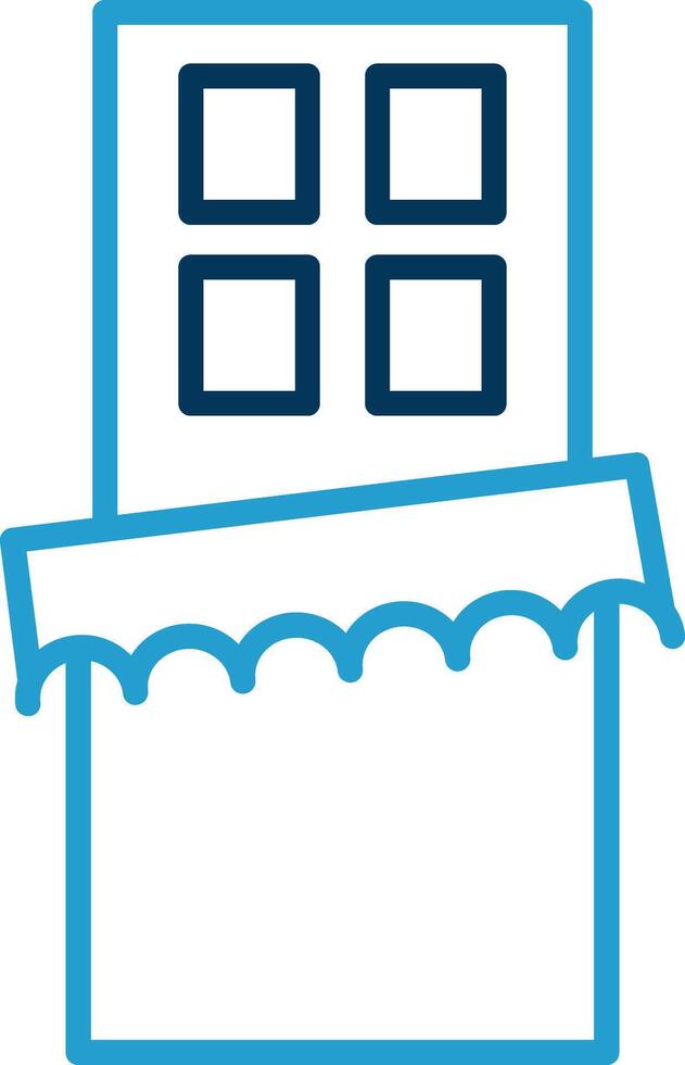 Chocolate Bar Line Blue Two Color Icon vector