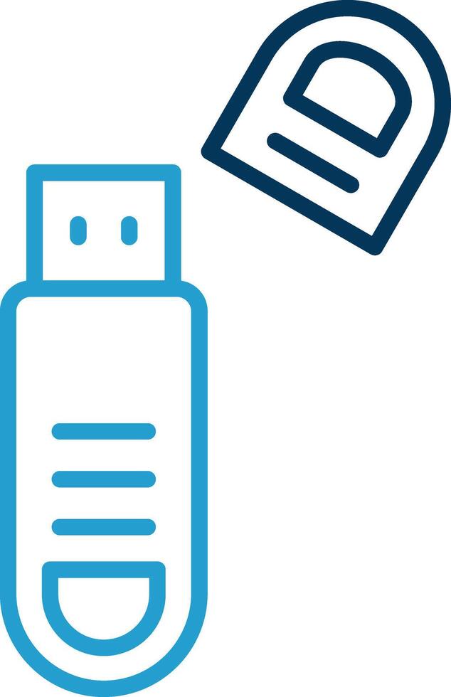 Usb Line Blue Two Color Icon vector