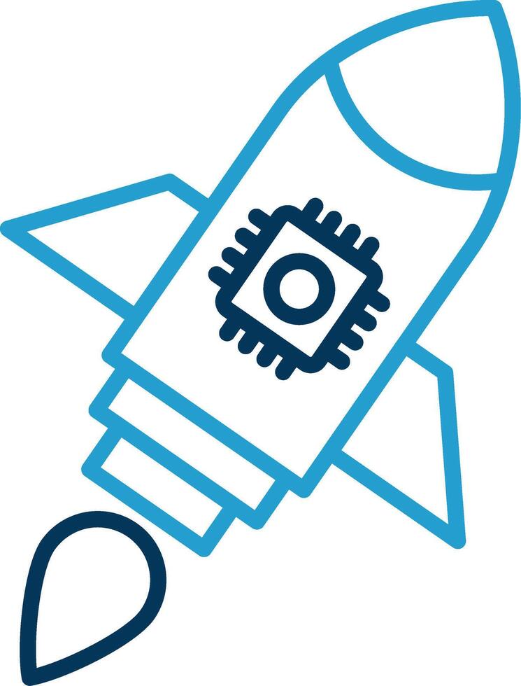 Rocket Line Blue Two Color Icon vector