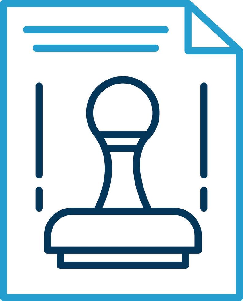 Stamp Tool Line Blue Two Color Icon vector