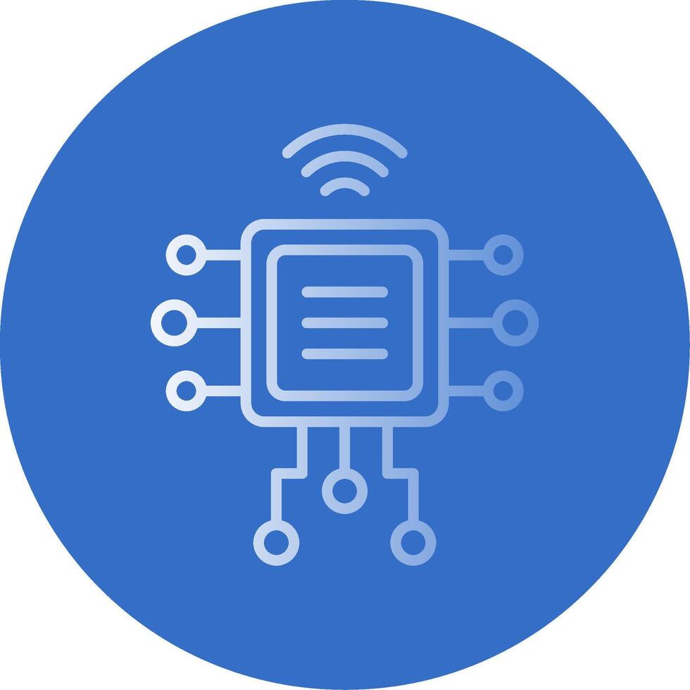 Computer Chip Flat Bubble Icon vector