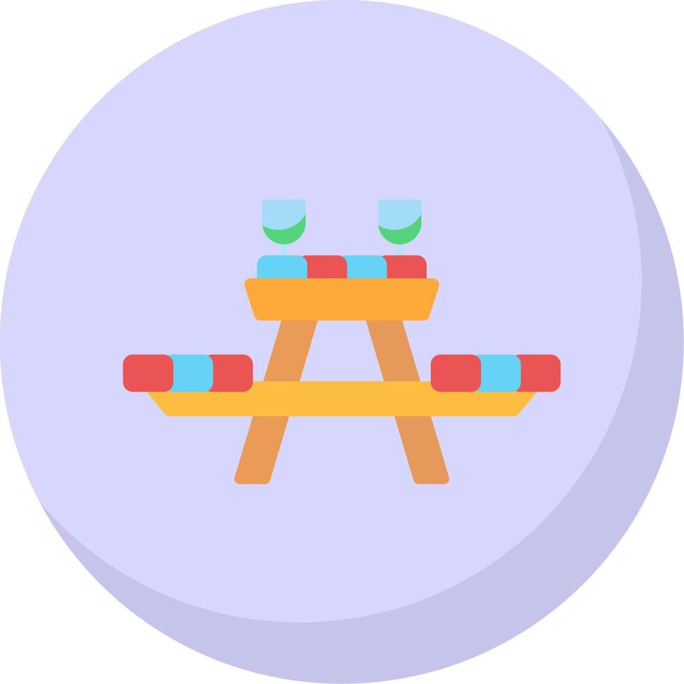 Picnic Table Flat Bubble Icon vector