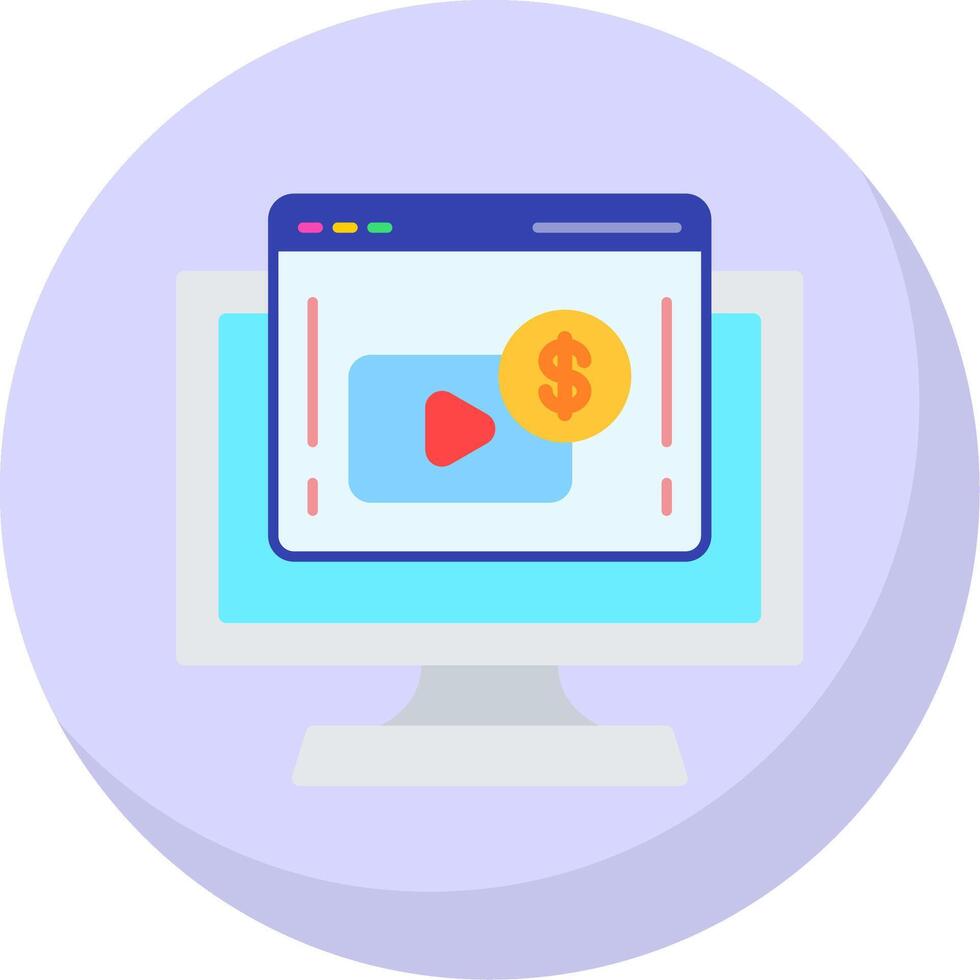 Paid Content Flat Bubble Icon vector