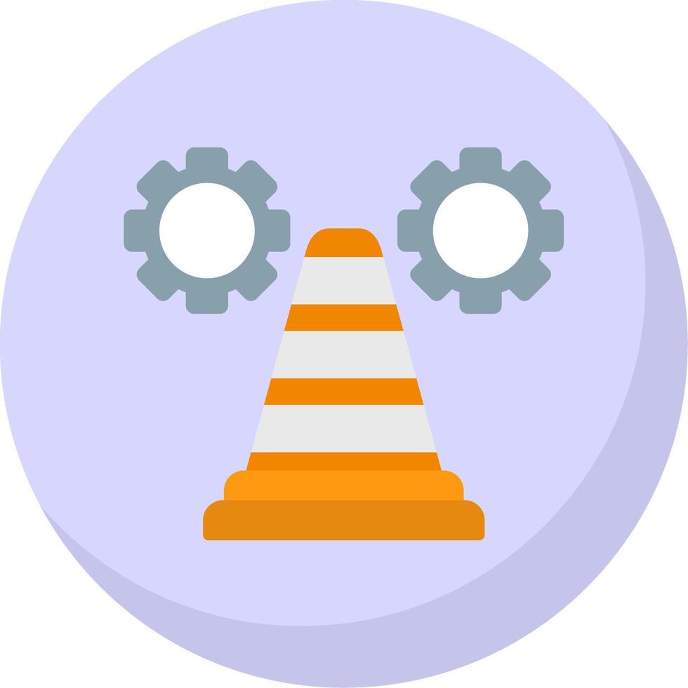 Traffic Cone Flat Bubble Icon vector