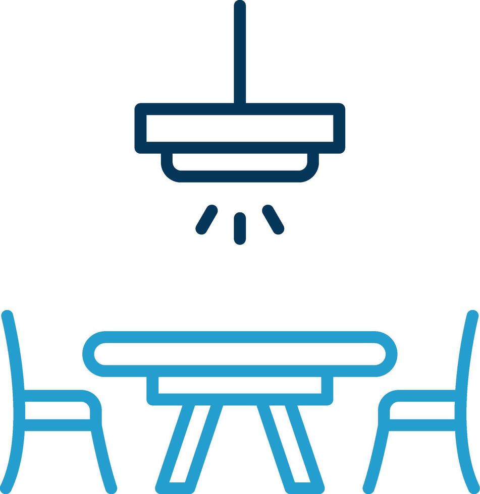 Dinner Table Line Blue Two Color Icon vector