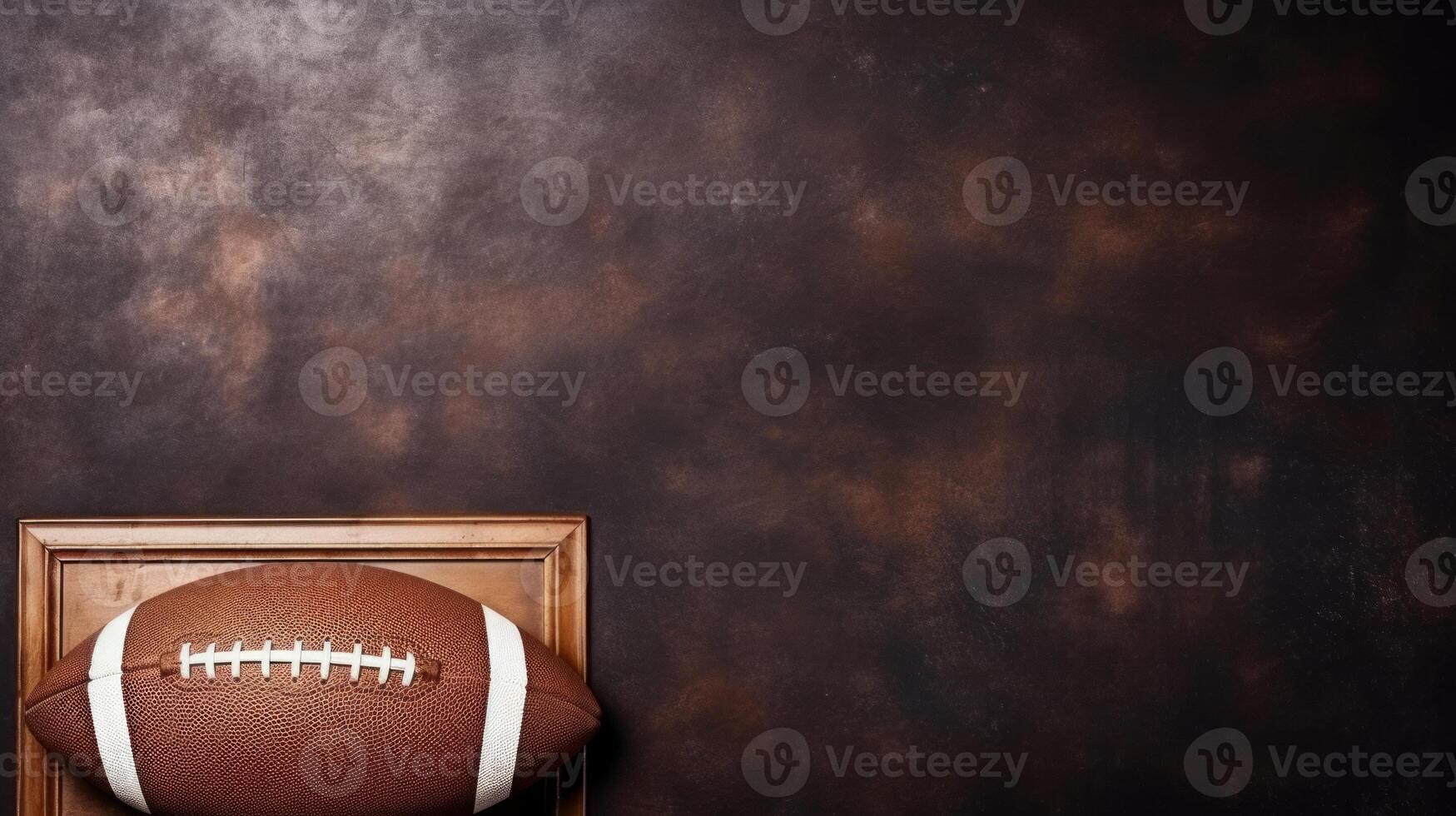 Mockup with American football ball on wooden background. Neural network photo