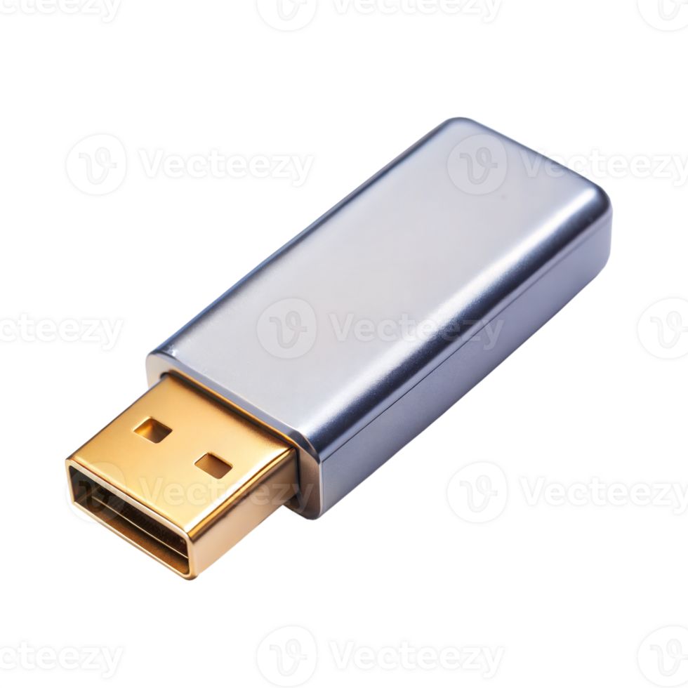 A silver and gold colored USB device, featuring a sleek design and modern technology png