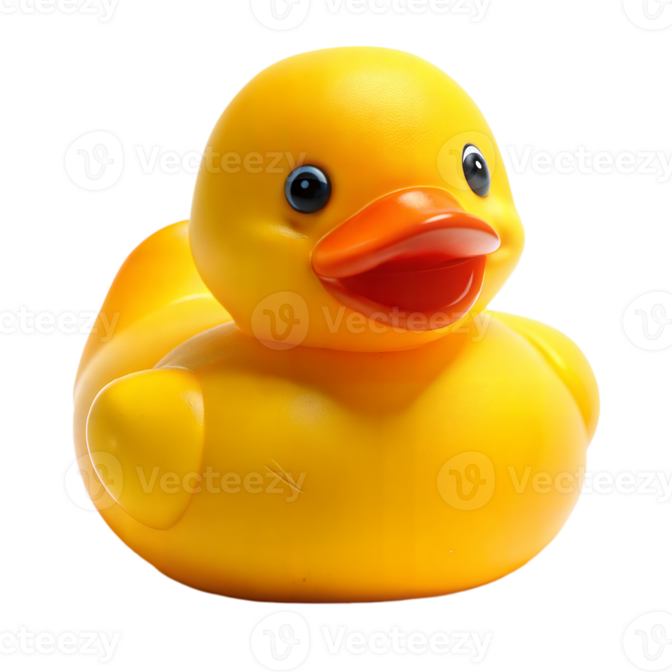 en gul sudd ducky sitter på en rena vit yta, tillsats en pop- av Färg mot de transparent bakgrund png