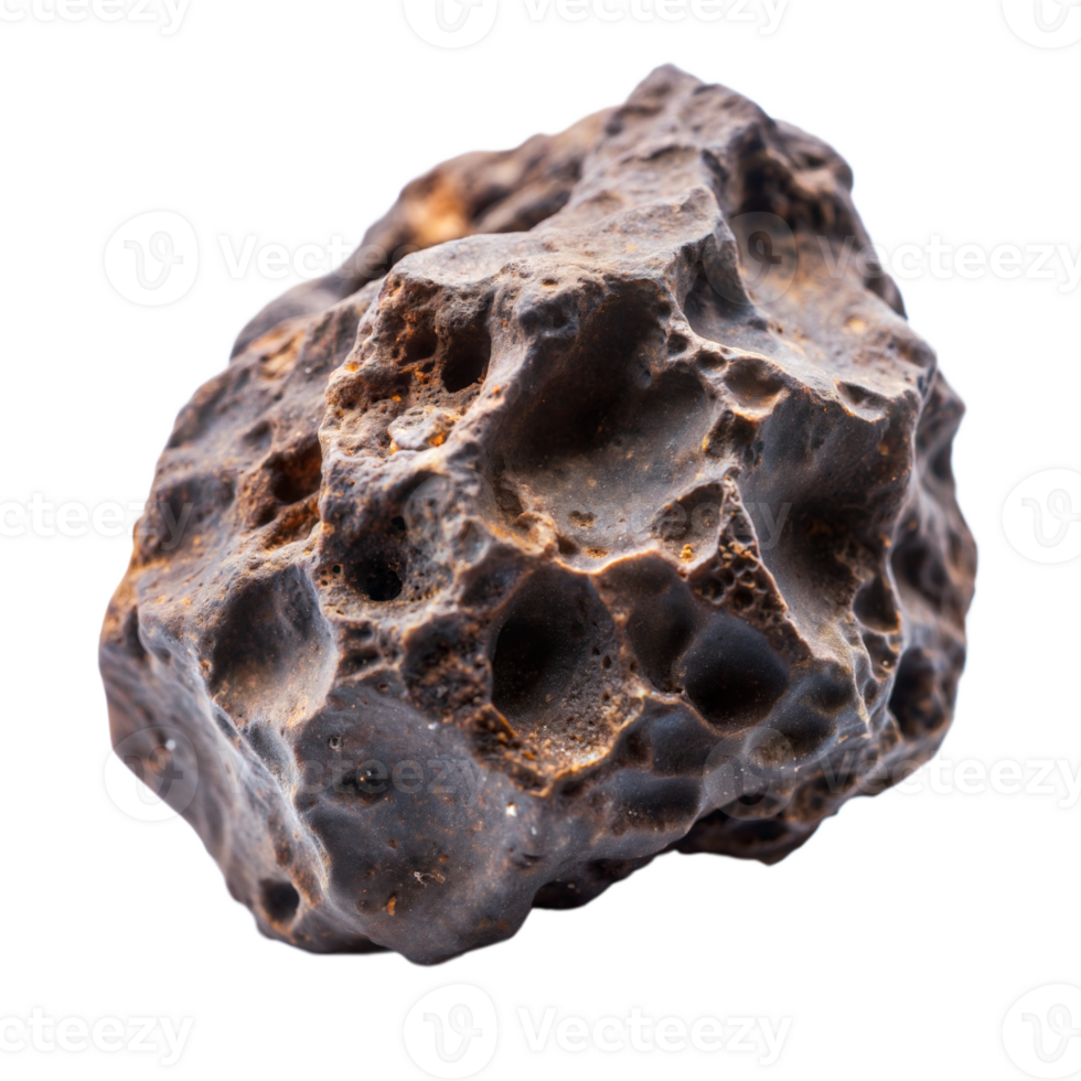 Close-up view of a unique porous rock on a clear background png