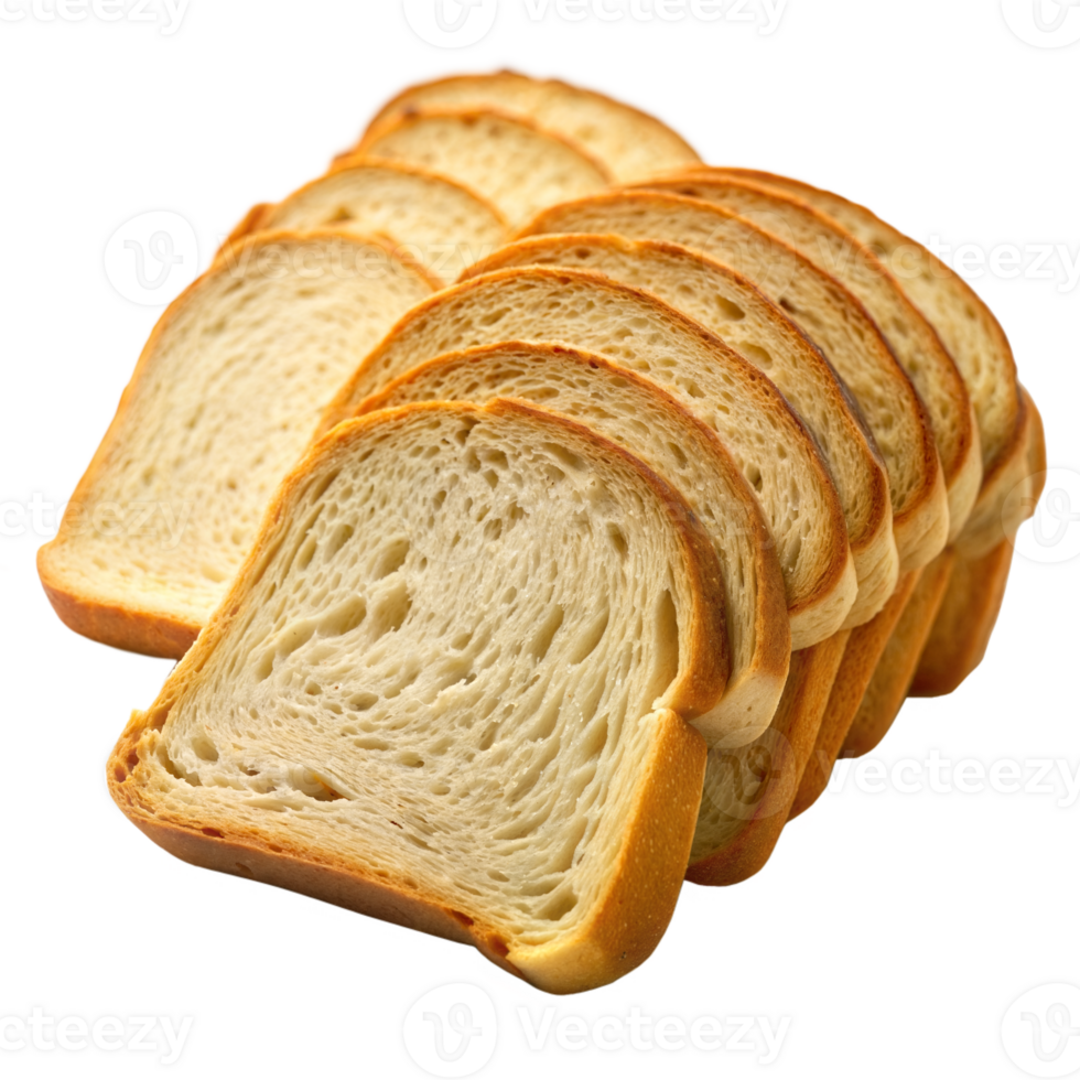 Sliced white bread beautifully arranged on a transparent background png