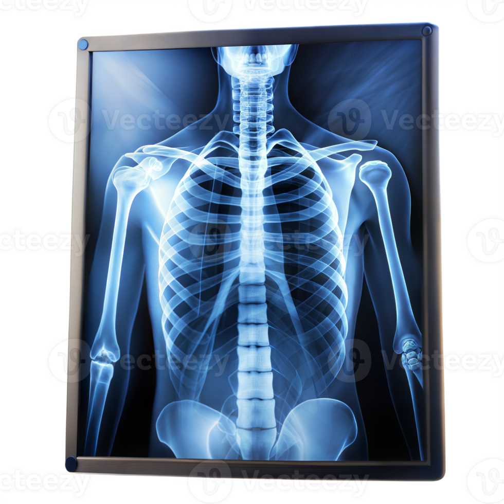 ett röntgen skildrar de skelett- strukturera av en man, visa upp ben, fogar, och övergripande anatomisk detaljer png