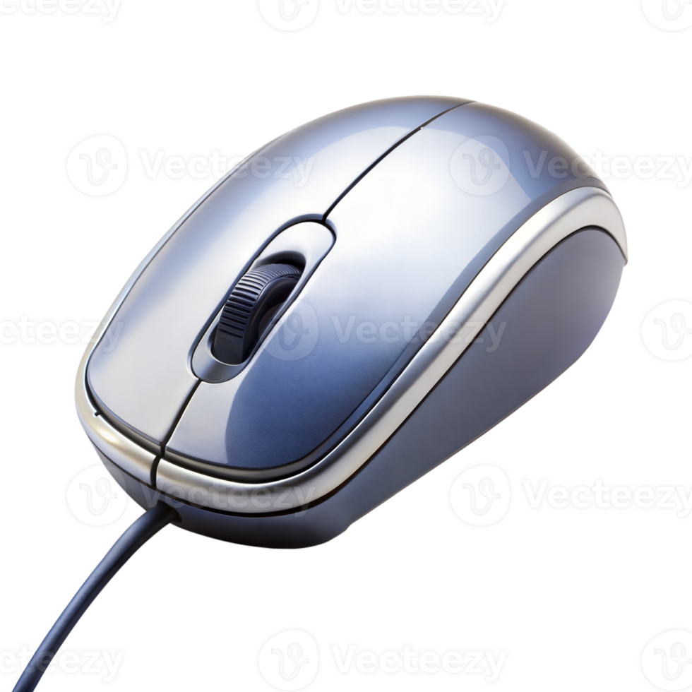 Sleek silver computer mouse isolated on subtle gradient png