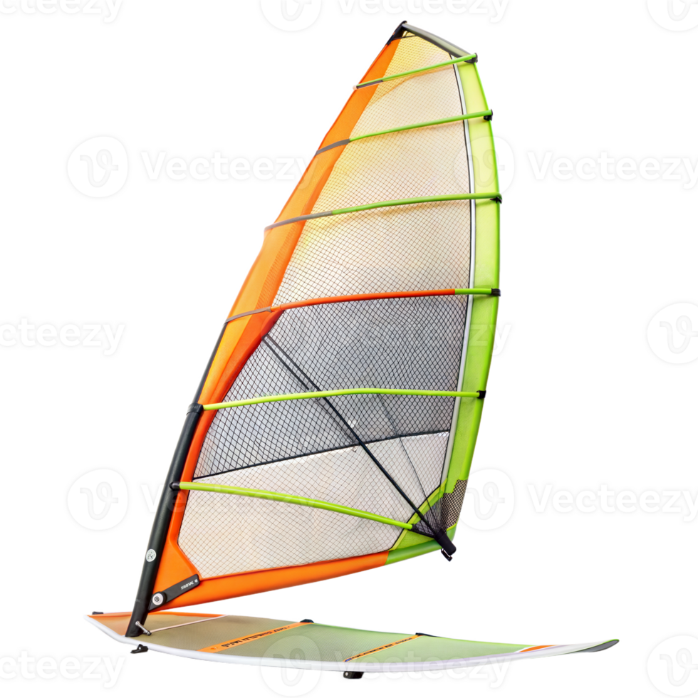 Colorful windsurfing sail and board isolated on clear background png