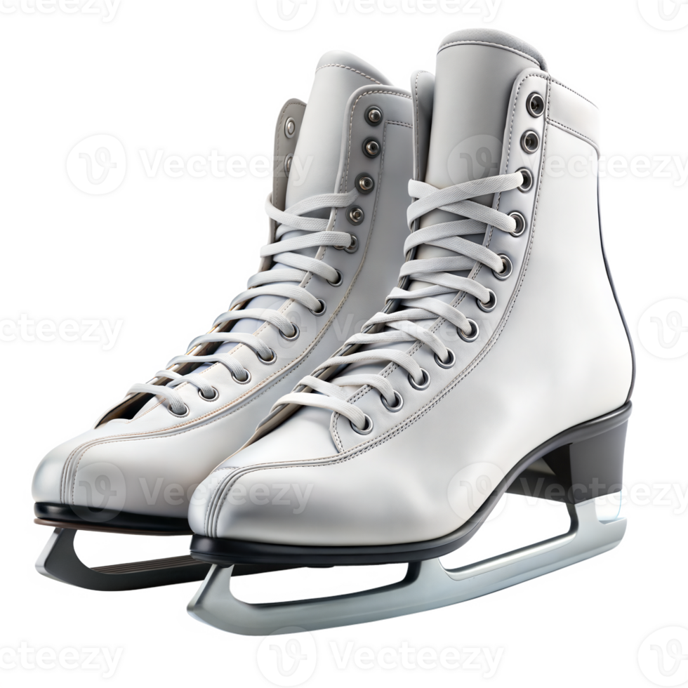 Professional white ice skates on a seamless backdrop png