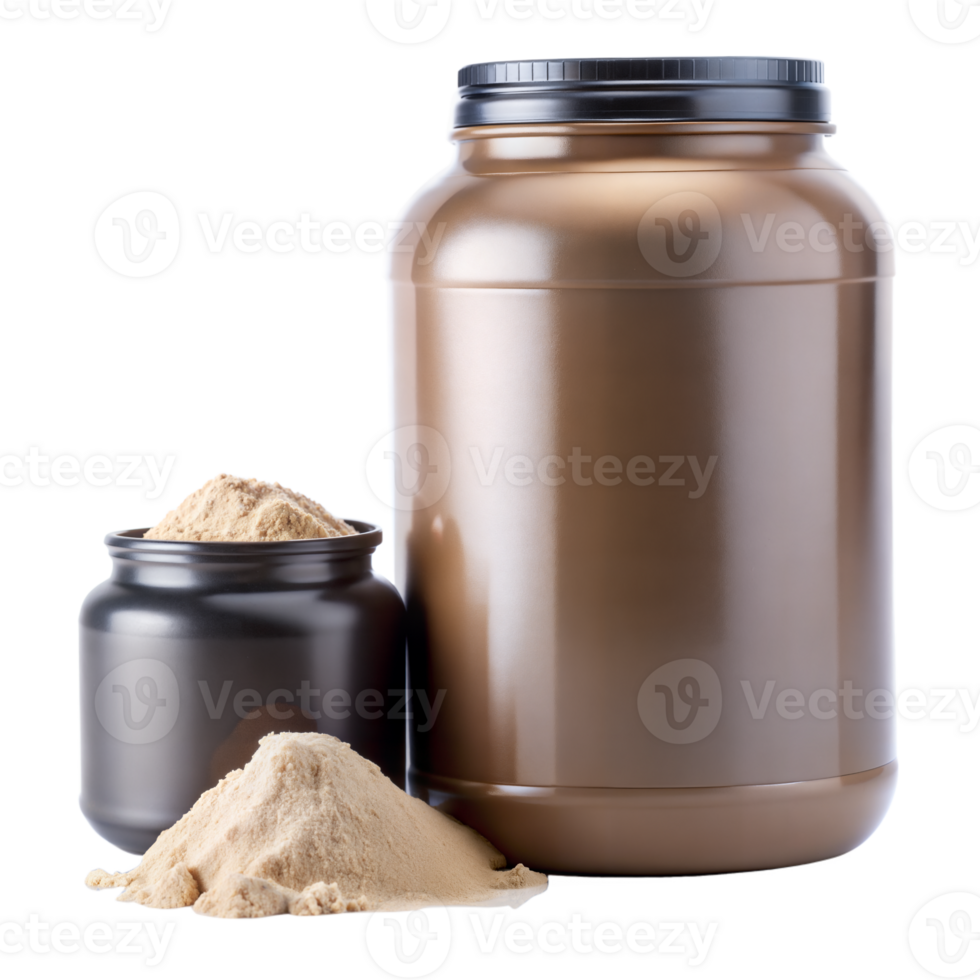 Protein supplement powder in large and small containers png