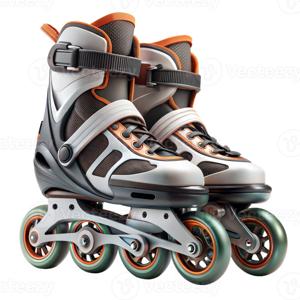 Pair of modern inline skates with advanced design png