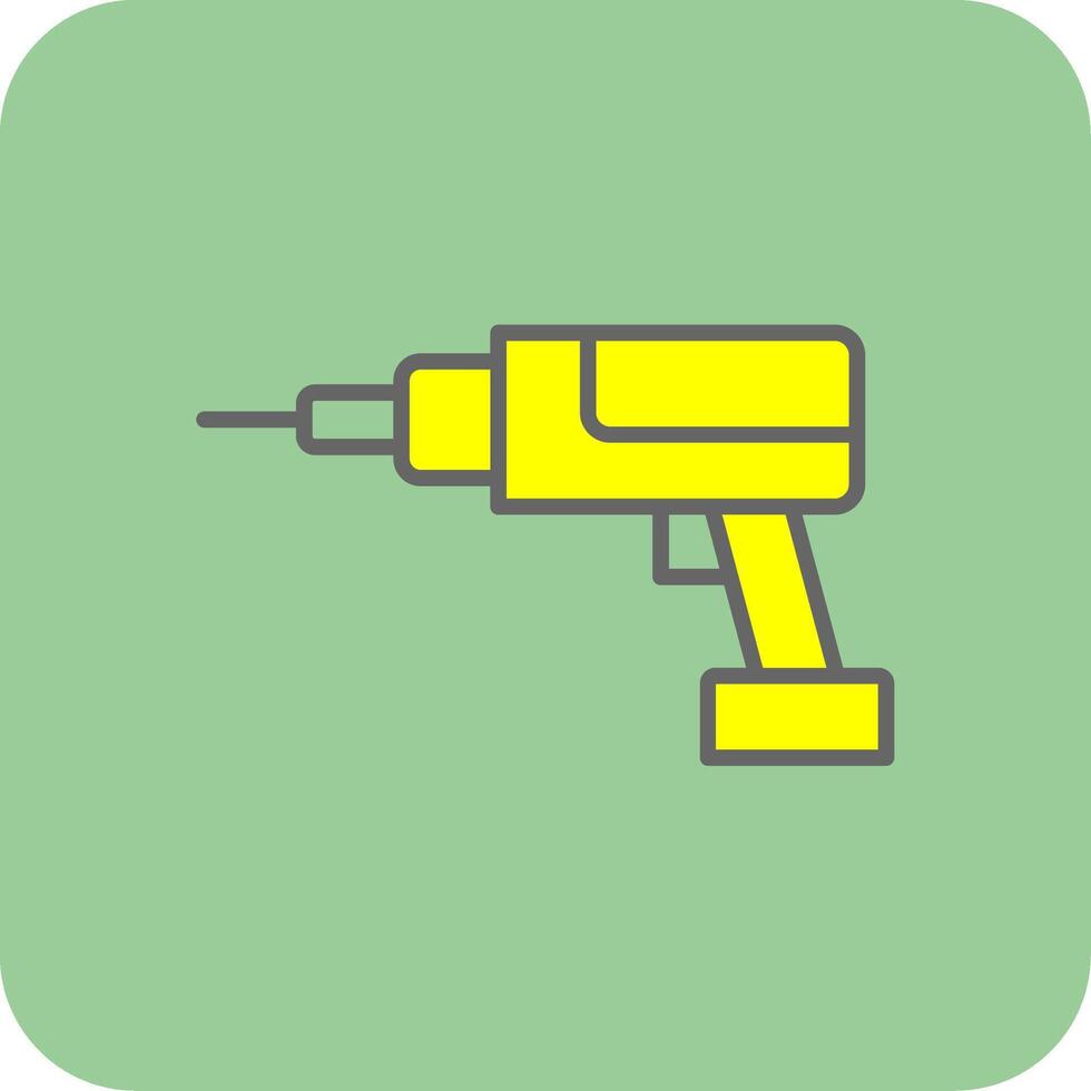 Drilling Machine Filled Yellow Icon vector