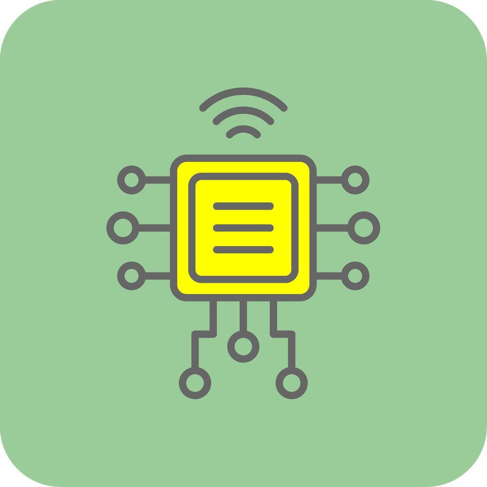 Computer Chip Filled Yellow Icon vector