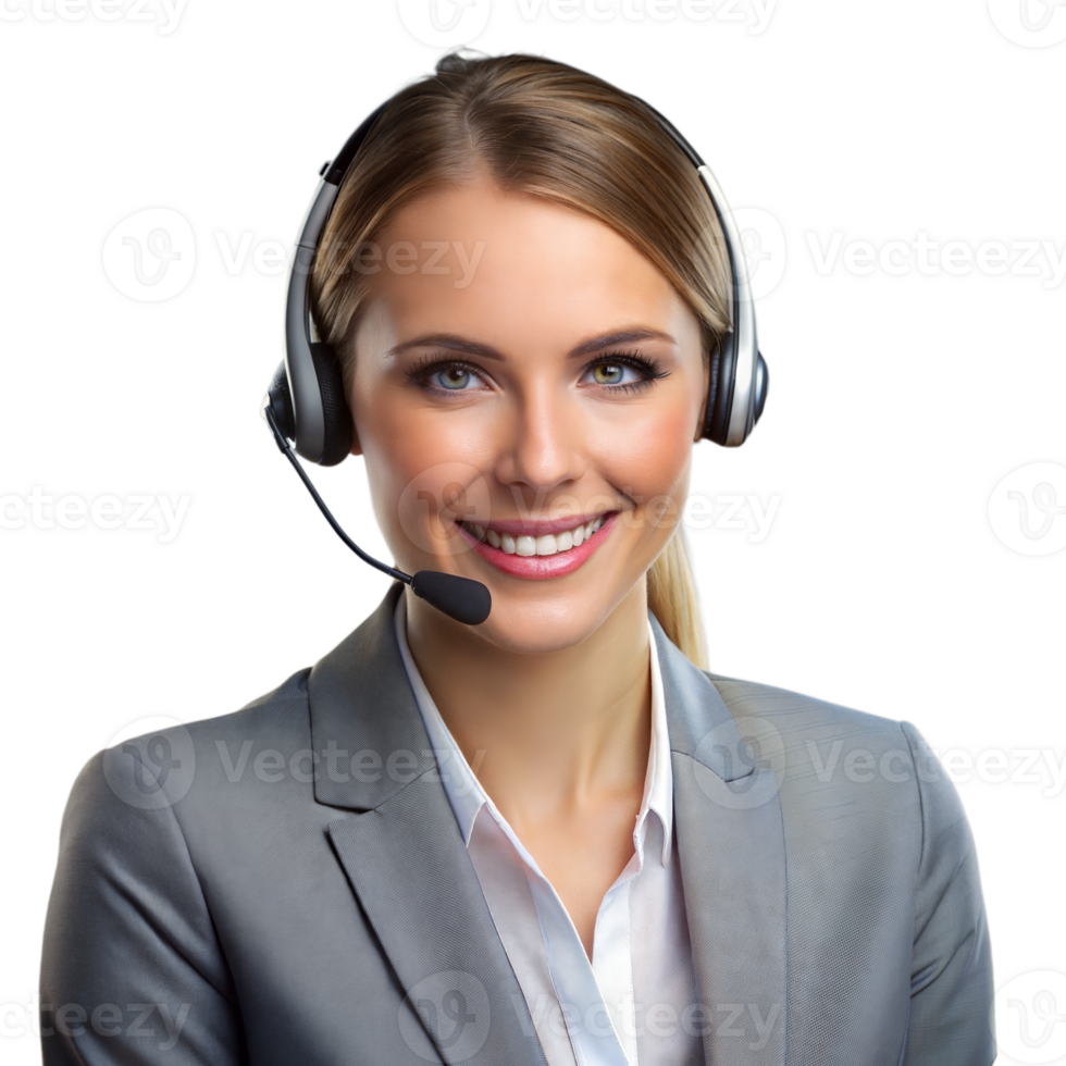 profesional mujer con auriculares sonriente con confianza png