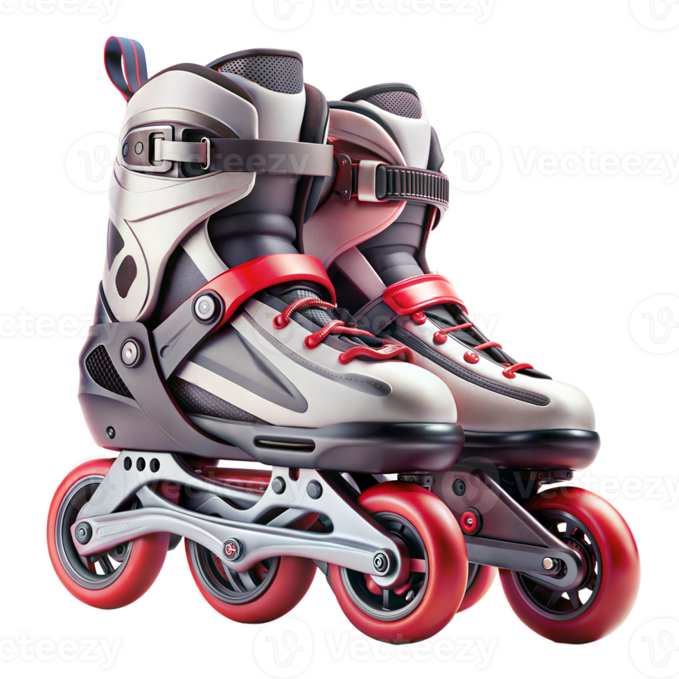 Pair of modern inline skates on a transparent background png